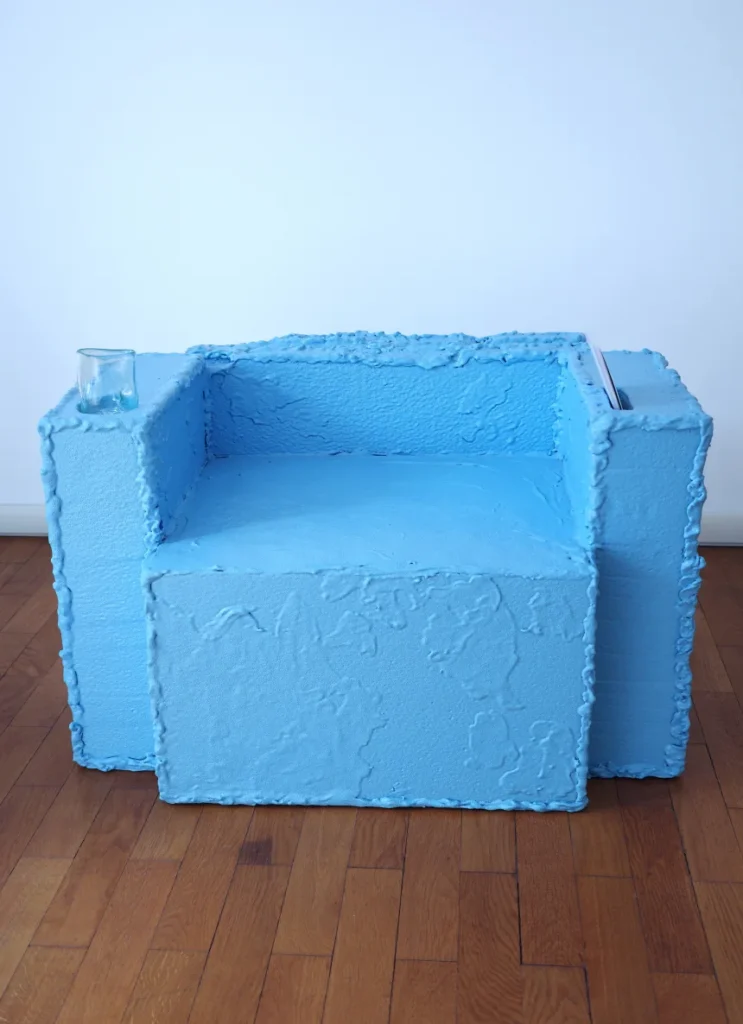 blue armchair